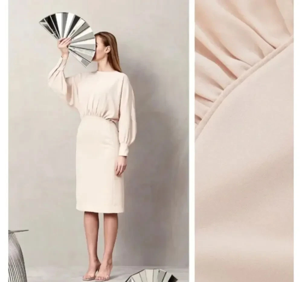 COS Gathered Midi Dress Blouson Sleeve Cream US 10 New